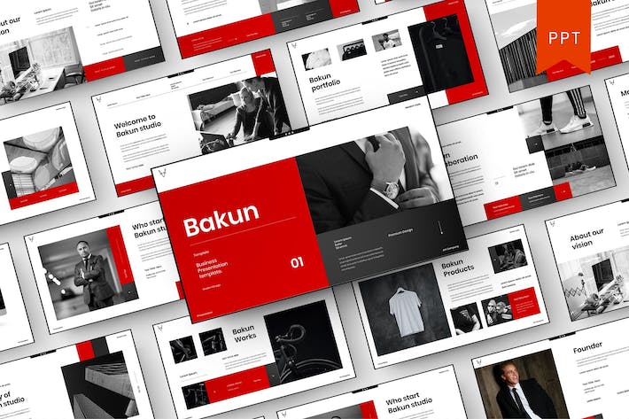 红黑配色商务企业品牌形象展示PPT模板 - 顶尖PPT