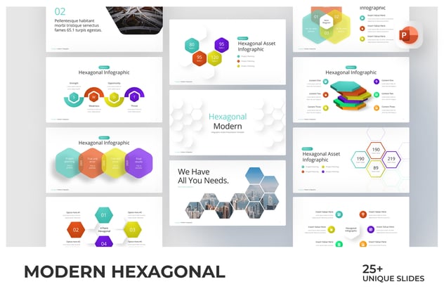 六角形信息图形PPT模板 - 顶尖PPT