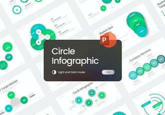 绿色圆形饼形图要点信息展示图形PPT模板 - 顶尖PPT