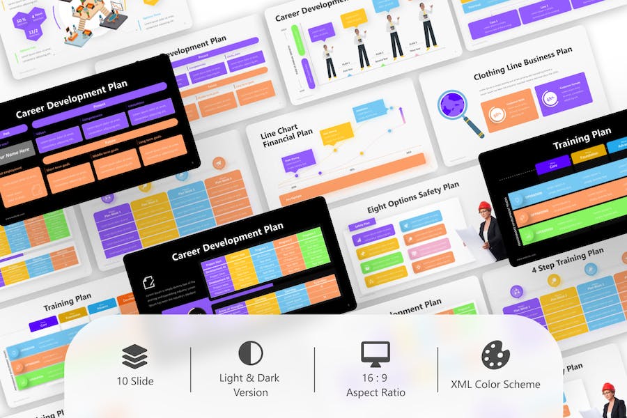 多色彩计划信息图表PPT模板 - 顶尖PPT