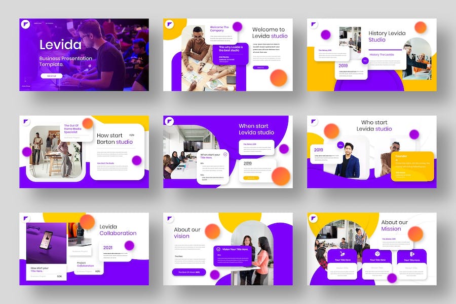 微立体图形高端商务商业通用国外PPT模板 - 顶尖PPT