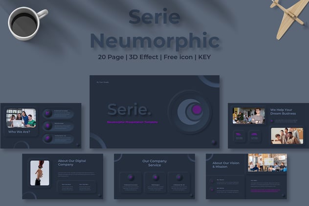 黑色系新拟态设计风格keynote模板 - 顶尖PPT