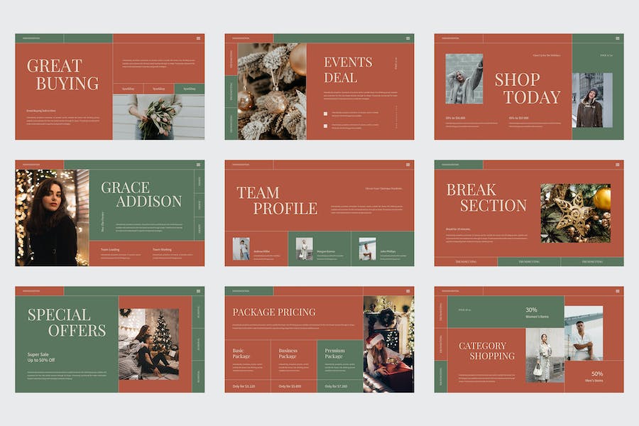 简约时尚风格圣诞节主题风格keynote模板 - 顶尖PPT