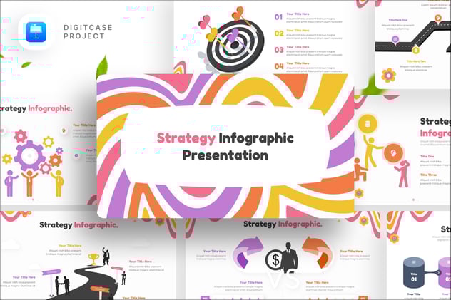 彩色策略类信息图形keynote模板 - 顶尖PPT
