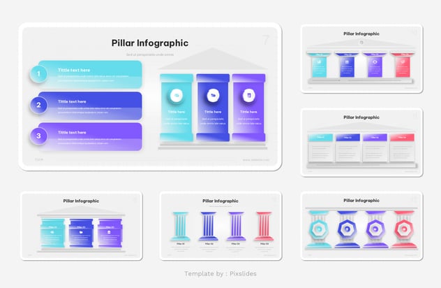 数据增长支柱信息图形PPT模板 - 顶尖PPT