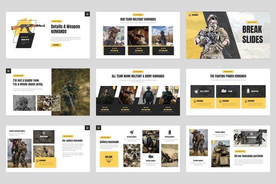 军事教育主题军队作战数据分析单兵武器介绍keynote模板 - 顶尖PPT