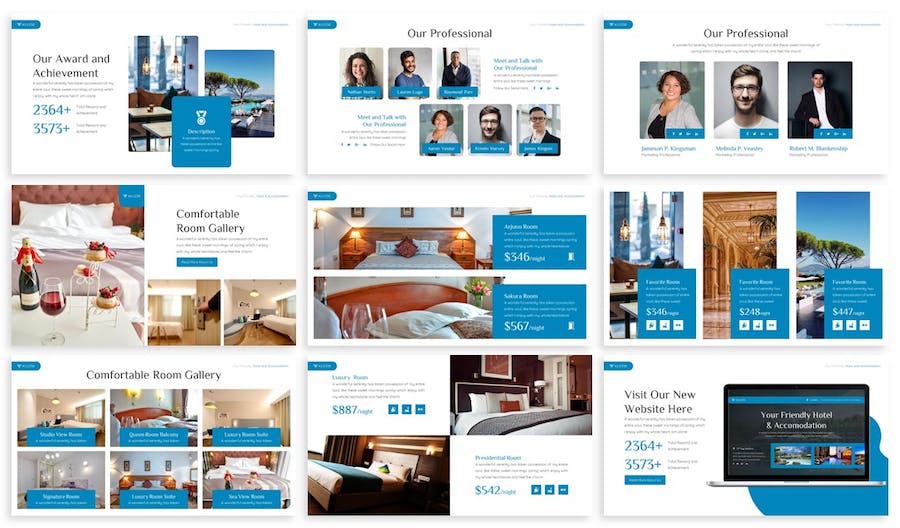 酒店管理宣传介绍团队介绍商务通用PPT模板 - 顶尖PPT