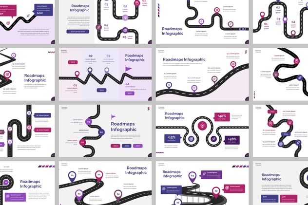 路线图信息图形PPT模板 - 顶尖PPT