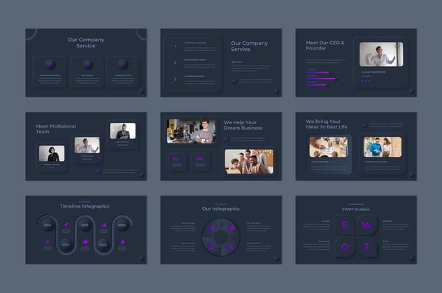 黑色系新拟态设计风格keynote模板 - 顶尖PPT