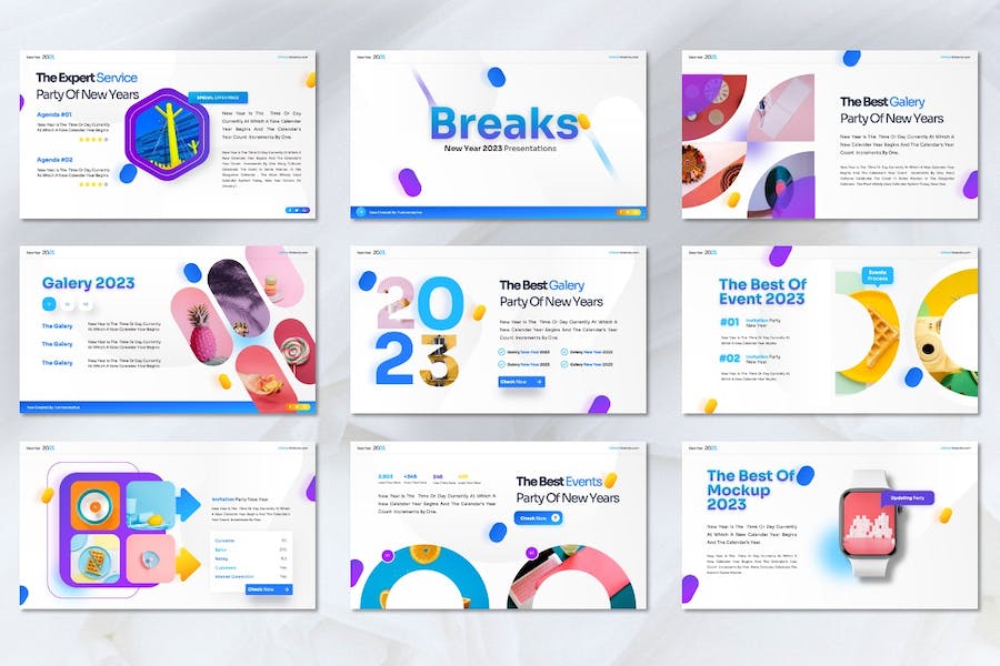 新年派对喜迎新年元旦祝福节日主题PPT模板 - 顶尖PPT