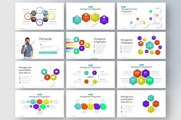 六角形信息图形PPT模板 - 顶尖PPT