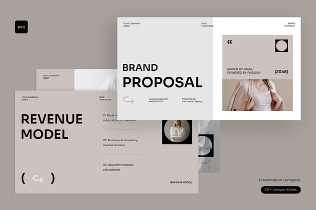 极简主义品牌提案PPT模板 - 顶尖PPT