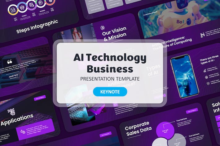人工智能技术商务应用融资演讲Keynote模板 - 顶尖PPT