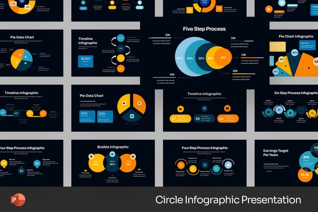 圆形结构信息可视化展示PPT模板 - 顶尖PPT