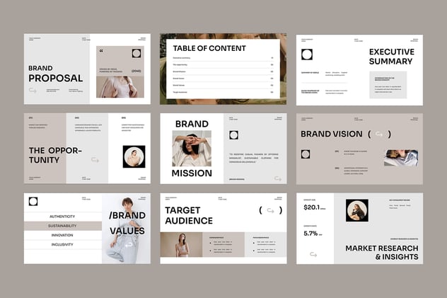 极简主义品牌提案PPT模板 - 顶尖PPT