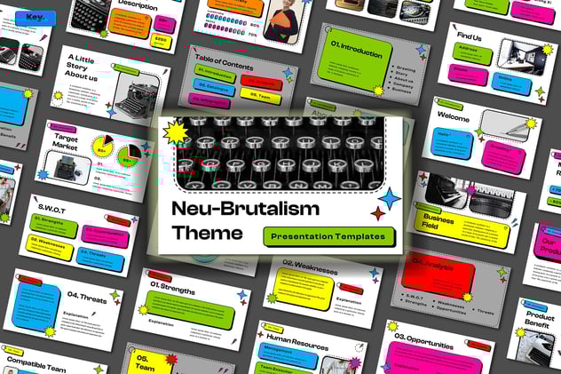 涂鸦风格彩色方框设计keynote模板 - 顶尖PPT