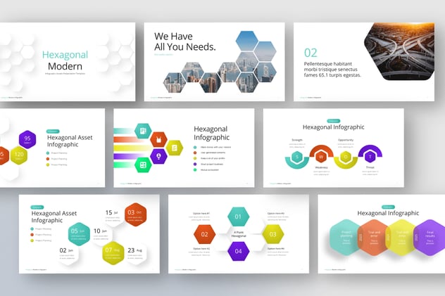 六角形信息图形PPT模板 - 顶尖PPT
