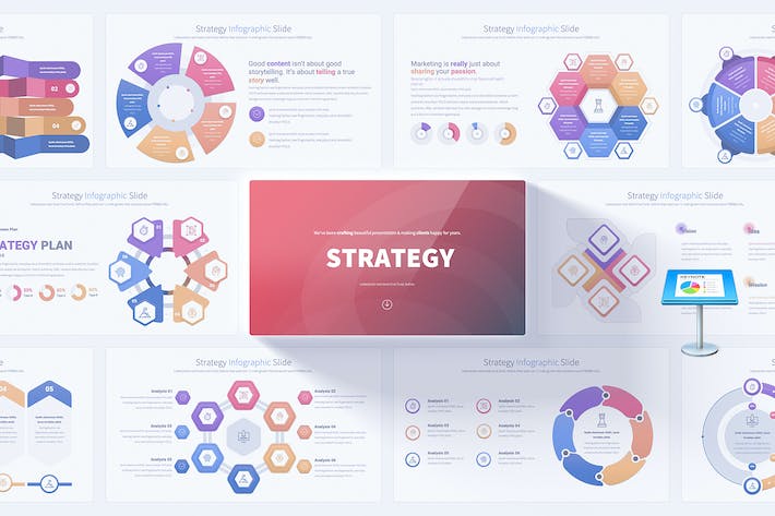 战略合作数据分析圆形信息图形图表keynote模板 - 顶尖PPT
