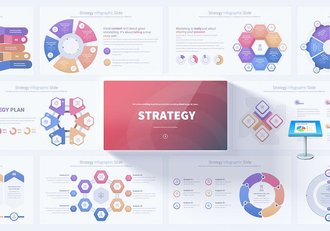 战略合作数据分析圆形信息图形图表keynote模板 - 顶尖PPT