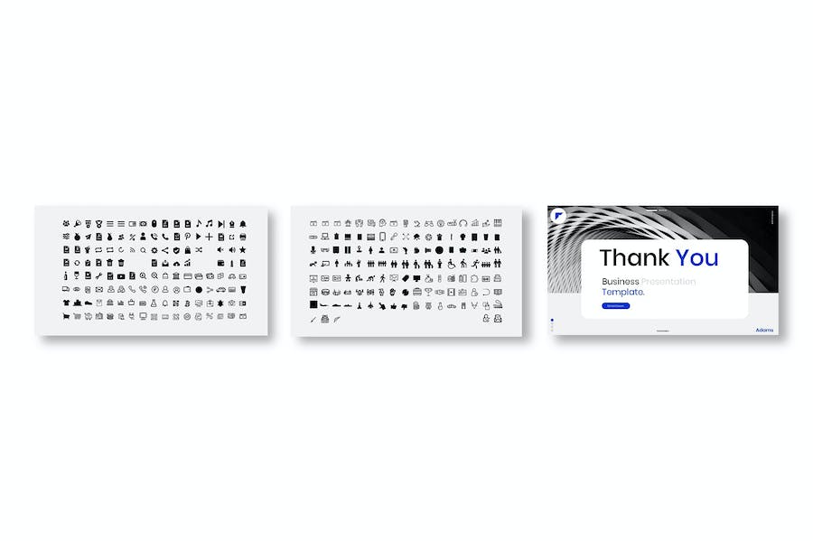 蓝白色图片网格商务提案Keynote模板 - 顶尖PPT