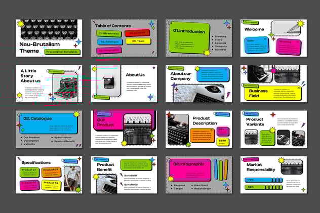 涂鸦风格彩色方框设计keynote模板 - 顶尖PPT