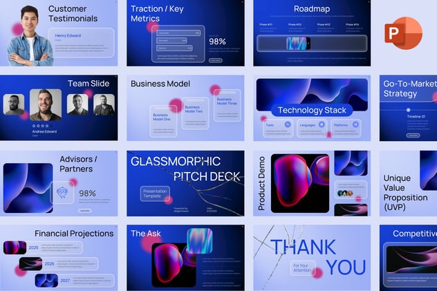 玻璃质感团队产品展示PPT模板 - 顶尖PPT