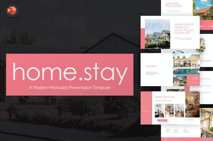 寄宿民宅家庭房地产PPT模板 - 顶尖PPT