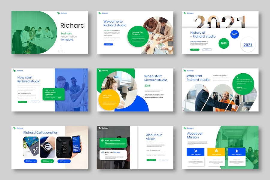 蓝绿色企业团队介绍年计划总结汇报通用PPT模板 - 顶尖PPT