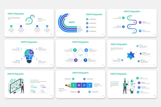 SWOT分析信息图形展示Keynote模板 - 顶尖PPT