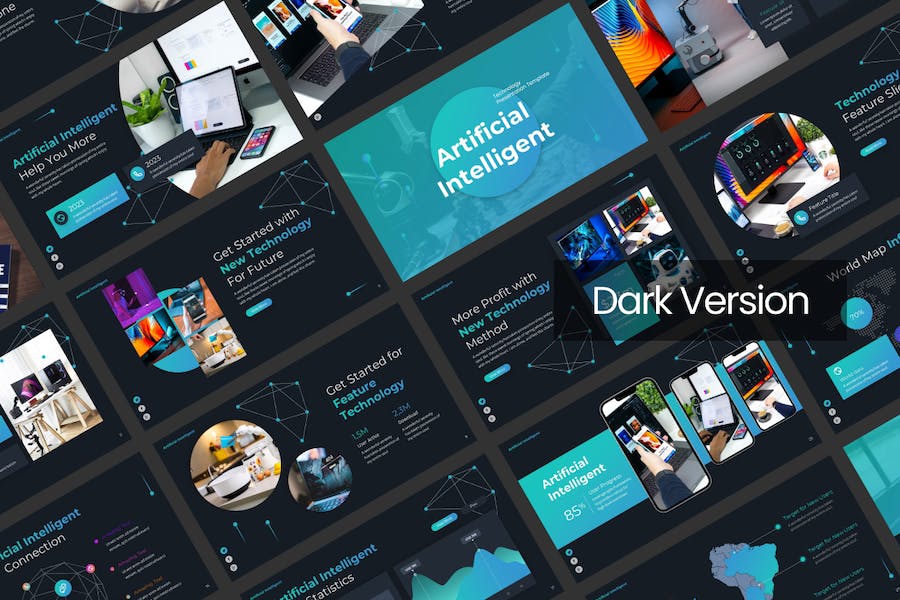 科技人工智能介绍AI PPT模板 - 顶尖PPT