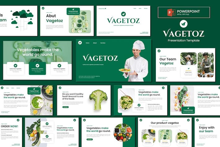 健康食品蔬菜营养推介PPT模板 - 顶尖PPT