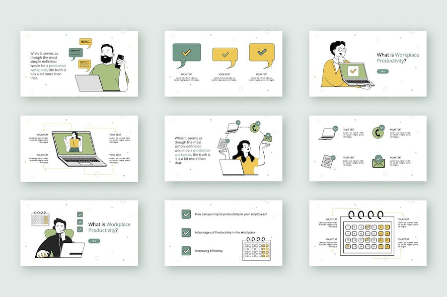 职场人物插画生产力主题PPT图解 - 顶尖PPT