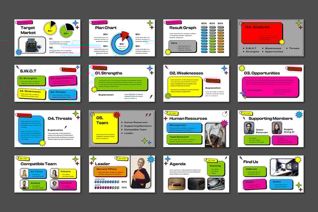 涂鸦风格彩色方框设计keynote模板 - 顶尖PPT