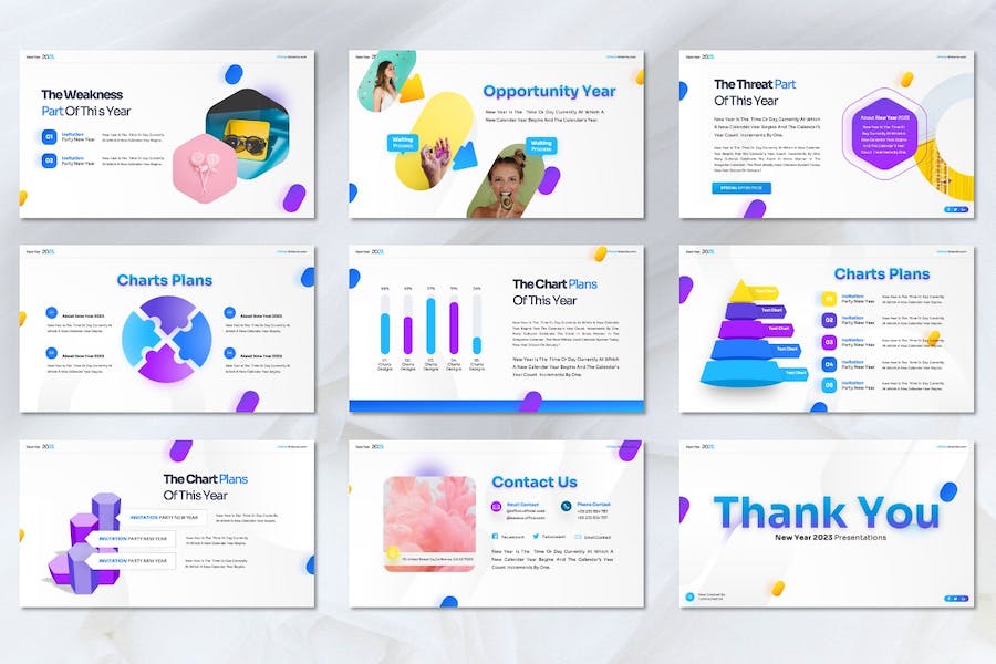 新年派对喜迎新年元旦祝福节日主题PPT模板 - 顶尖PPT