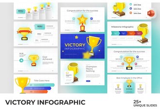 奖杯胜利信息图PowerPoint模板 - 顶尖PPT