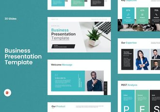 扁平化商务公司团队展示总结计划PPT模板 - 顶尖PPT