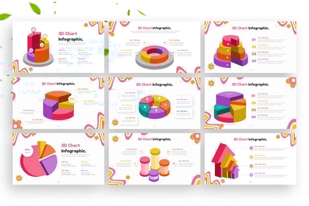 彩色3D立体数据图形PPT模板 - 顶尖PPT