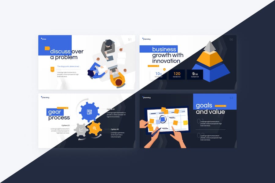 蓝橙色简约商业计划企业合作团队介绍项目汇报商务通用PPT模板 - 顶尖PPT