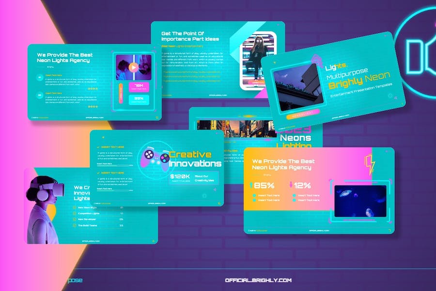 霓虹亮灯创意设计讲述展示方案PPT模板 - 顶尖PPT