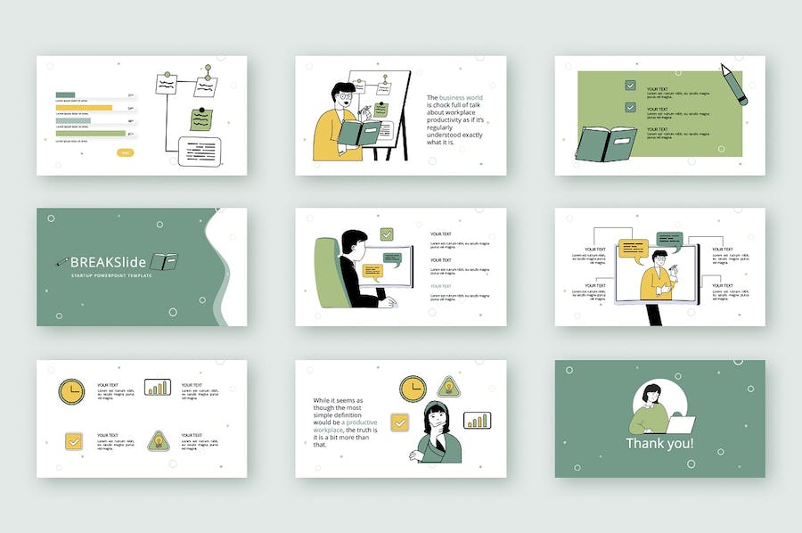 职场人物插画生产力主题PPT图解 - 顶尖PPT