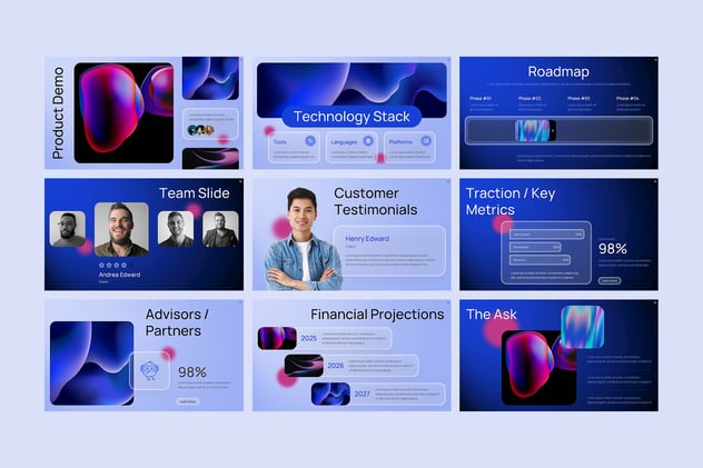 玻璃质感团队产品展示PPT模板 - 顶尖PPT