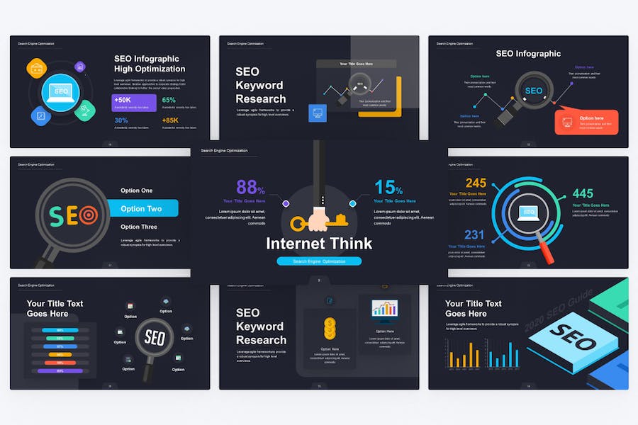 搜索引擎优化营销信息图表PPT模板 - 顶尖PPT