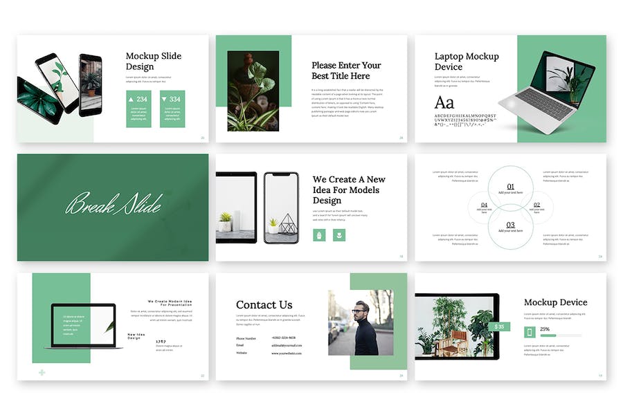 极简风格清新自然展示PPT模板 - 顶尖PPT