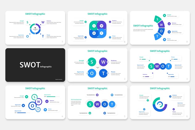 SWOT分析信息图形展示Keynote模板 - 顶尖PPT