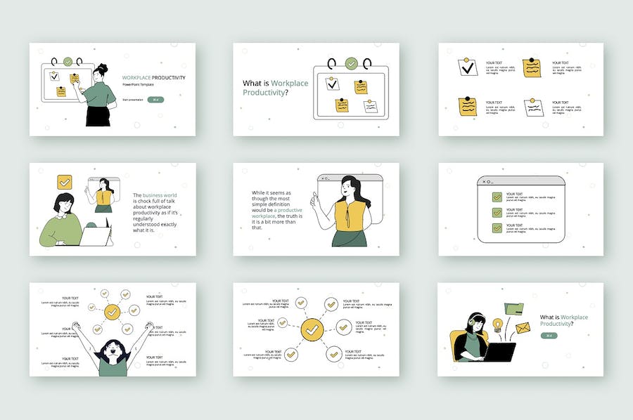 职场人物插画生产力主题PPT图解 - 顶尖PPT