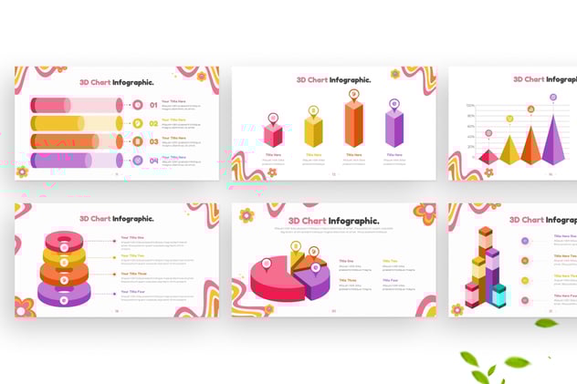 彩色3D立体数据图形PPT模板 - 顶尖PPT