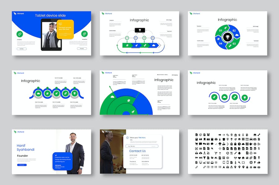 蓝绿色企业团队介绍年计划总结汇报通用PPT模板 - 顶尖PPT