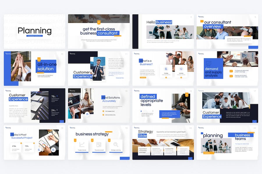 蓝橙色简约商业计划企业合作团队介绍项目汇报商务通用PPT模板 - 顶尖PPT