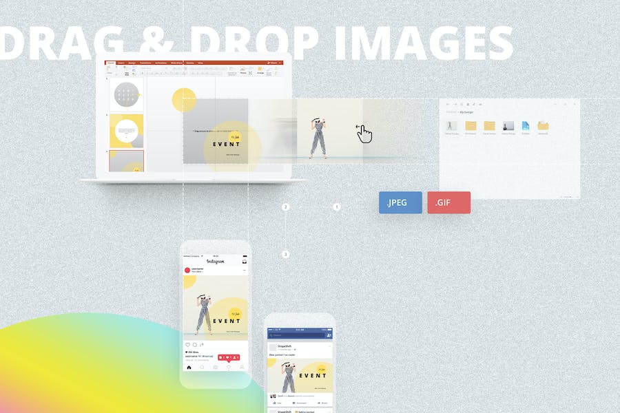竖版Instagram社交媒体照片墙时尚海报keynote模板 - 顶尖PPT
