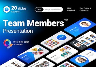 蓝色简约团队成员介绍展示keynote模板 - 顶尖PPT